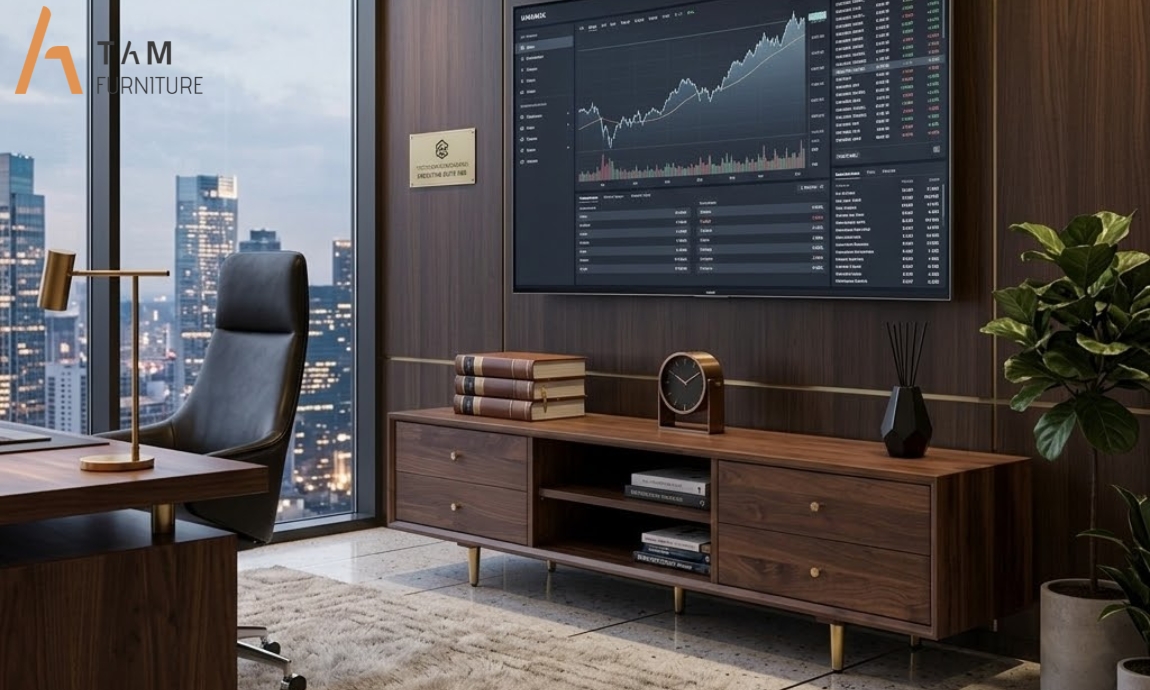 tủ tivi gỗ kali đẹp nâng tầm không gian