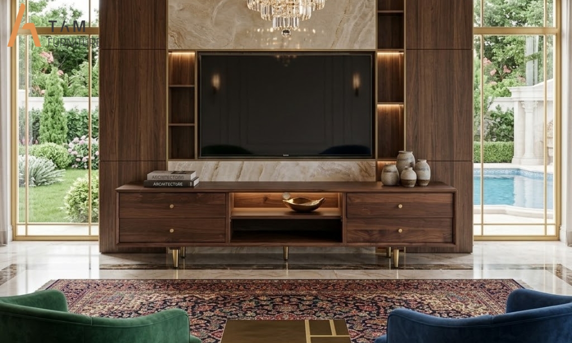 tủ tivi gỗ kali tinh tế