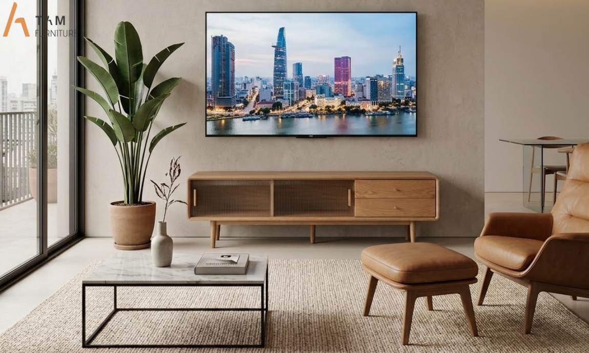 tủ tivi gỗ kona cho không gian sang trọng