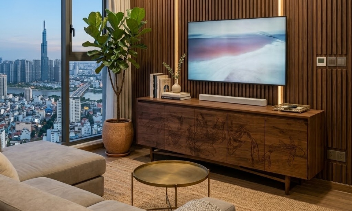 tủ tivi gỗ valdi cho không gian sang trọng