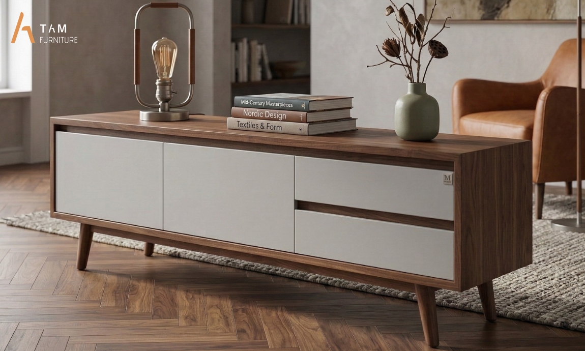 chi tiết tủ tivi gỗ wada