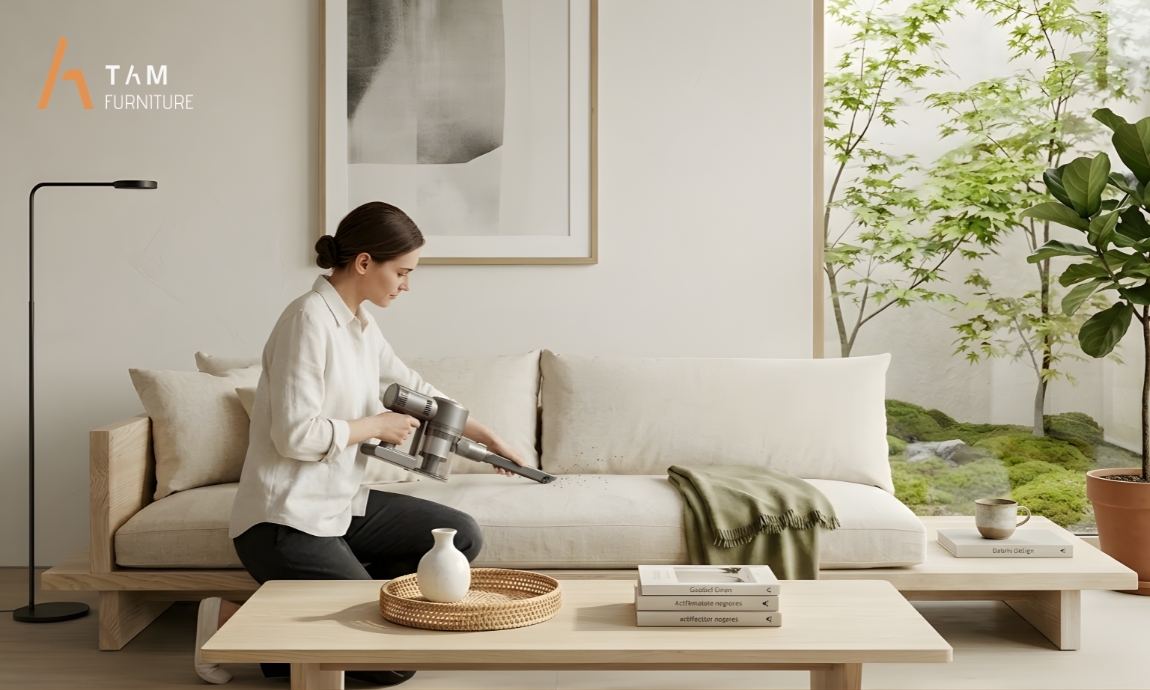 Vệ sinh ghế Sofa gỗ Tần Bì Simple