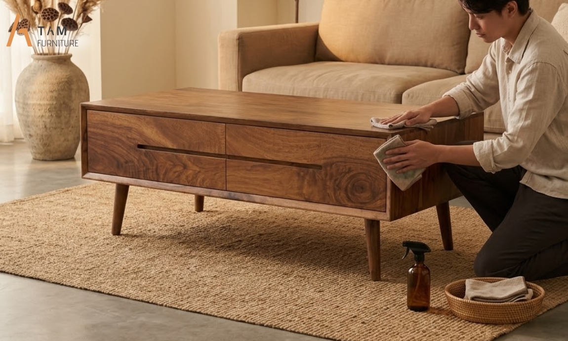 vệ sinh và bảo quản bàn sofa gỗ giá tỵ sala