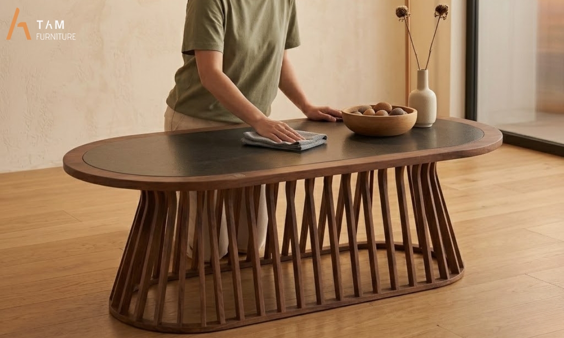 vệ sinh và bảo quản bàn sofa gỗ luki