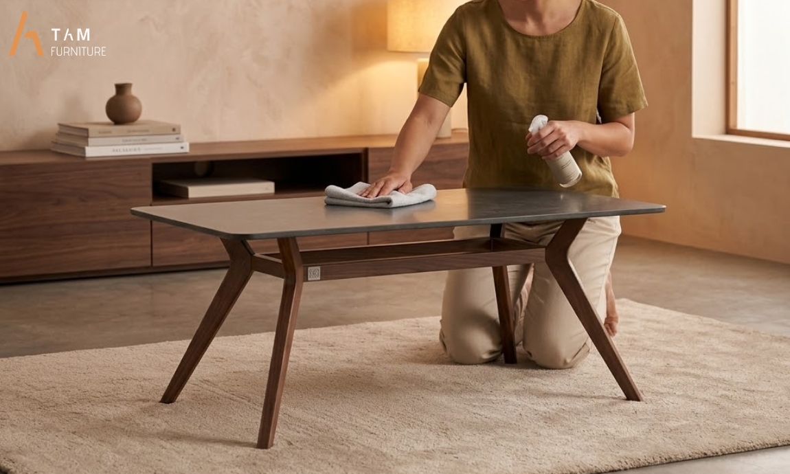 vệ sinh và bảo quản bàn sofa gỗ voki