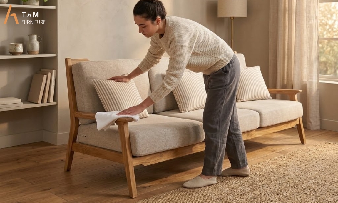 vệ sinh và bảo quản ghế sofa gỗ davi