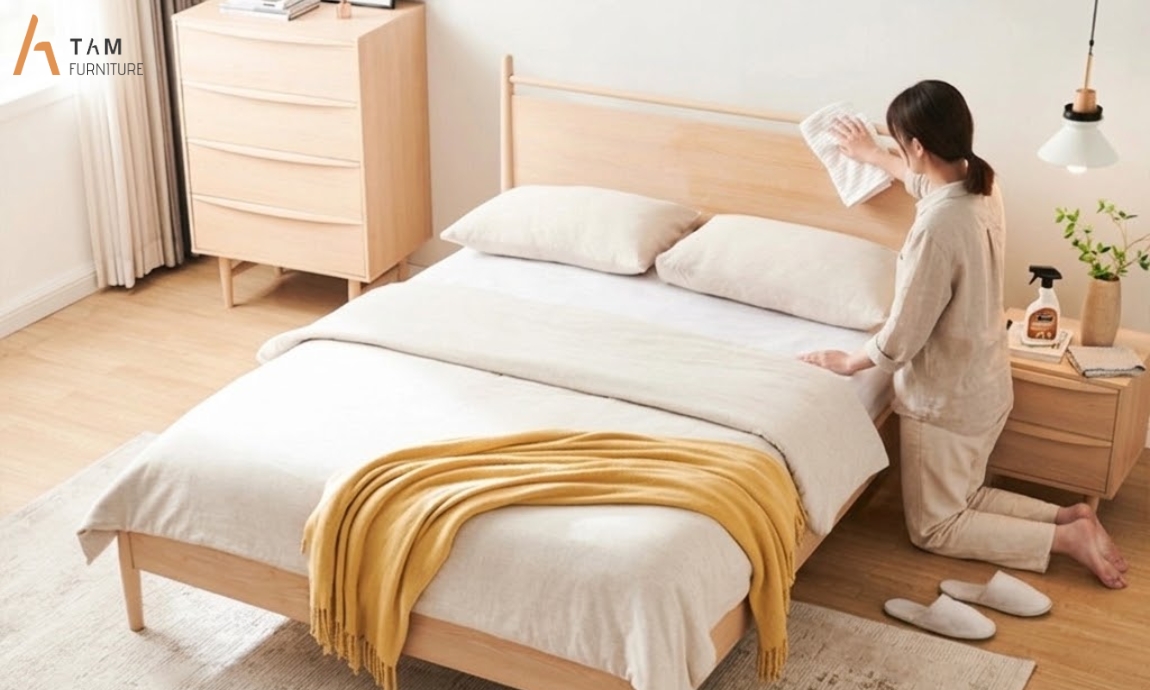 vệ sinh và bảo quản giường gỗ tần bì garin bed