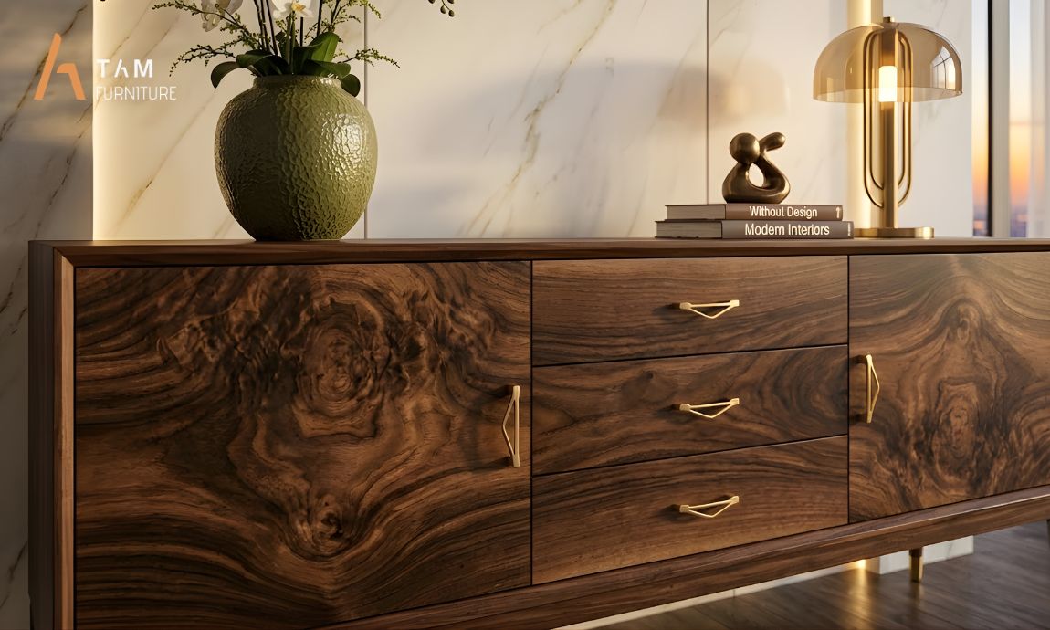 Độ bền vượt trội và tính thích nghi hoàn hảo của tủ Console gỗ óc chó