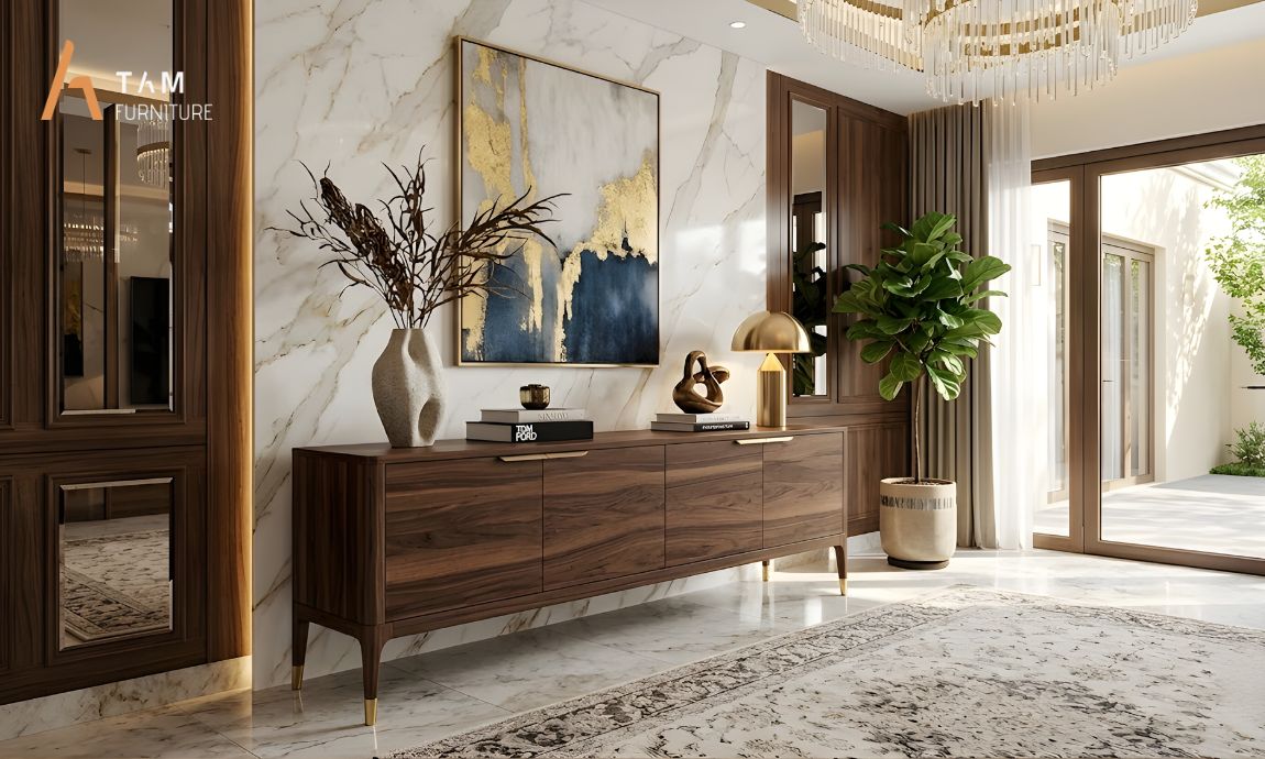 Giá trị phong thủy: Khơi nguồn vượng khí của tủ Console gỗ óc chó