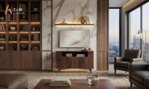 Mẫu tủ Console gỗ óc chó cao cấp nâng tầm không gian sống