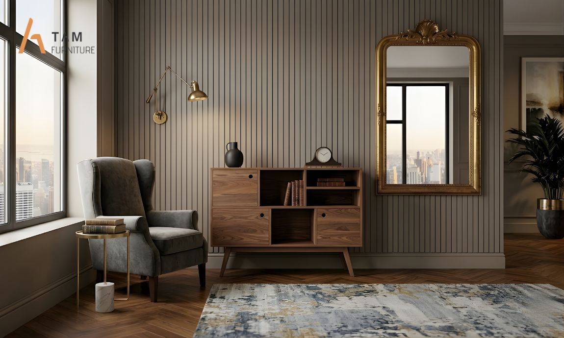 Mẹo bài trí tủ Console gỗ óc chó nâng tầm không gian sống tinh tế