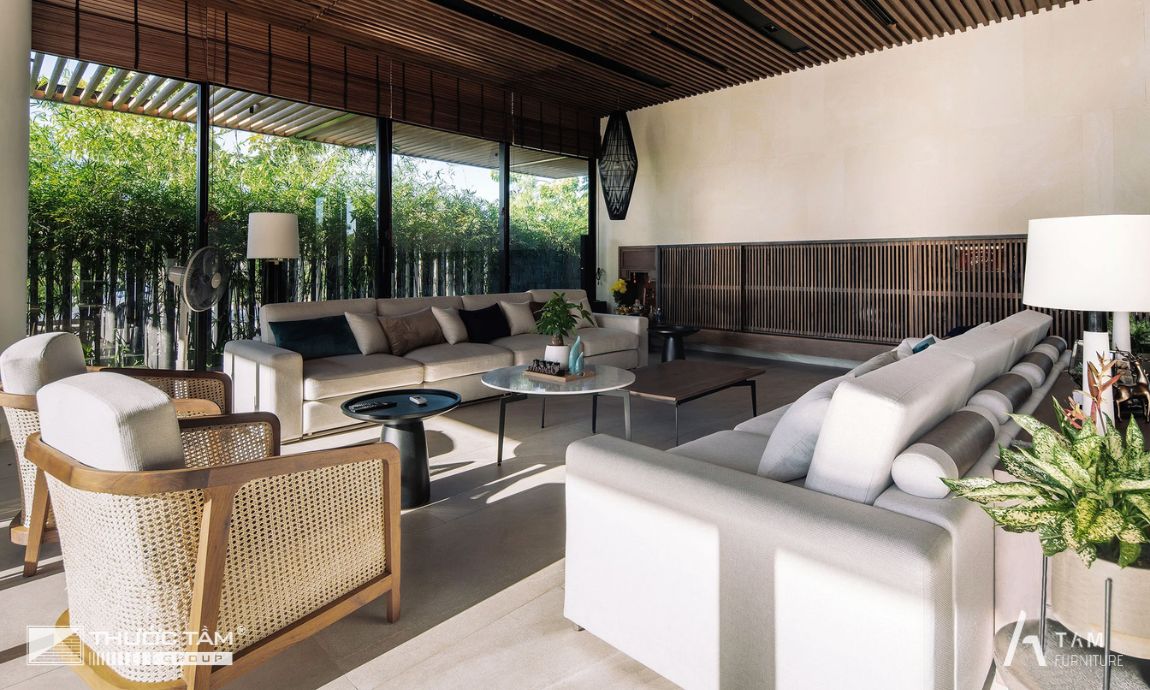 phòng khách của biệt thự thiên không