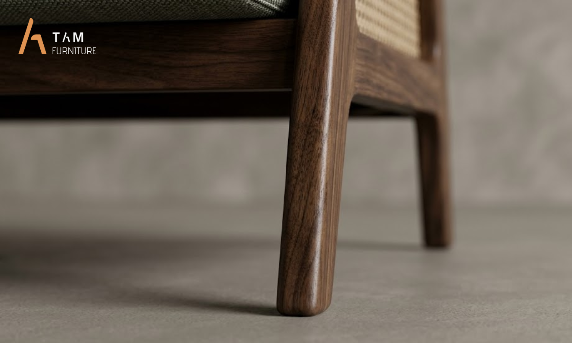 thiết kế chân gỗ vuốt thon thanh thoát